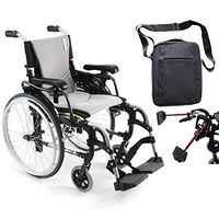 Karman S-Ergo 305 Ultra Lightweight Ergonomic Wheelchair | Upgraded to Elevating Legrests | Seat Size 18" X 17" | Frame Color Pearl Silver & Free Black Front Zip Medical Utility Bag!