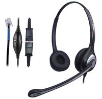 Wantek Corded Telephone RJ Headset Binaural with Noise Canceling Mic + Quick Disconnect for Call Center Telephone Systems with Plantronics M10 M12 M22 Amplifiers or Cisco 7942 Office IP Phones(602QC1)
