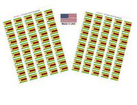 Made in USA! 100 Country Flag 1.5" x 1" Self Adhesive World Flag Scrapbook Stickers, Two Sheets of 50, 100 International Sticker Decal Flags Total (Zimbabwe)