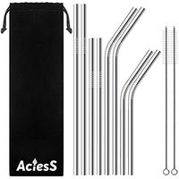 Reusable straws (8.5/10. 5In) Reusable straws Drinking Reusable Straws 8 with 2 Brushes - Steel straws for tumblers - Metal Straws for Drinks