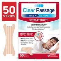 Clear Passage Nasal Strips Extra Strength, Tan, 50 Count | Works Instantly to Improve Sleep, Reduce Snoring, Relieve Nasal Congestion Due to Colds & Allergies