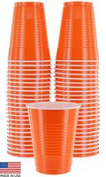 Amcrate Orange Colored 16-Ounce Disposable Plastic Party Cups - Ideal for Weddings, Party’s, Birthdays, Dinners, Lunch’s. (Pack of 50)