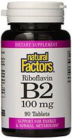 Natural Factors - Vitamin B2 Riboflavin 100mg, Support for Energy & Normal Metabolism, 90 Tablets
