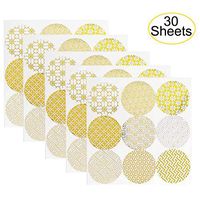 30 Sheets Decorative Gold Circle Envelope Seals Stickers Self-Adhesive Universal Sealing Stickers Gift Boxes Stickers Label Stickers