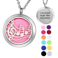 Musical Notes Aromatherapy Essential Oil Diffuser Necklace Stainless Steel Locket Pendant Necklace