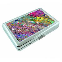 Groovy Rainbow Em6 Hip Silver Cigarette Case Id Holder Metal Wallet 4" X 2.75" RFID Protection