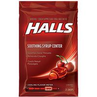 Halls Soothing Syrup Center Cherry Flavor Menthol Drops 25 ea (Pack of 36)
