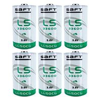 6x SAFT LS33600BA Size D 3.6V/17Ah Lithium Battery for Smart Utility Metering, Emergency Backup, Data Collection, AMR Add-ons,Flashlights, Communications, Asset Tracking, Theft Prevention