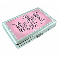 Leave Sparkle Em1 Hip Silver Cigarette Case Id Holder Metal Wallet 4" X 2.75" RFID Protection