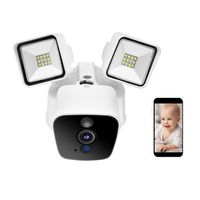 Wireless Outdoor Security Camera,1080P HD WiFi Floodlight Camera Mobile Phone Remote Surveillance Camera with Motion Sensor Light,Motion-Activated and Siren Alarm for Home Security System(US)