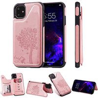 iPhone XI Max iPhone 11 Max Cat Tree R61 Pink Flip Case Leather Cover Extra-Shockproof Business Wallet case Card Holders Kickstand