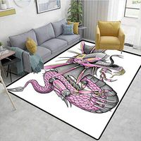 Bigdatastore Dragon Paisley Customize Door Mats for Home Mat, Digital Robotic Cyborg Dragon Character Figure Modern Game Knight Graphic, Easy Maintenance Area Rug Living Room Bedroom Carpet(8'x 10')