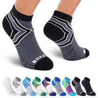 NEWZILL Low Cut Compression Socks - Unisex Running Socks With Embedded Frequency Technology For Heel, Ankle & Arch Support (Large, Black/Grey)