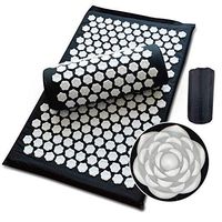 ZHLXZ Massager Cushion Massage Yoga Mat Acupressure Relieve Stress Back Body Pain Spike Mat Acupuncture Massage Yoga Mat with Pillow,Black
