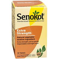 Senokot Extra Strength, Natural Vegetable Laxative for Gentle Overnight Relief of Occasional Constipation, 36Count