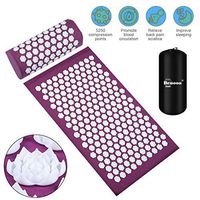 Benooa Acupressure Mat and Acupressure Pillow Massage Set,Acupuncture Mats and Acupuncture Pillow for Therapy Back Neck Pain Relief Sciatic Pain,Insomnia,Muscle Relaxation with Carrying Bag