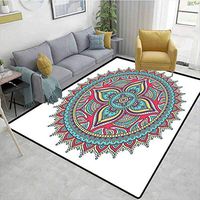 Chevron Area Rug for Nursery, Pattern Bohemian Floral Nature Theme Henna Style Art Image, Fashionable High Class Living Bedroom Rugs(8'x 10')