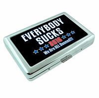Everybody Sucks R1 Hip Silver Cigarette Case Id Holder Metal Wallet 4" X 2.75" RFID Protection