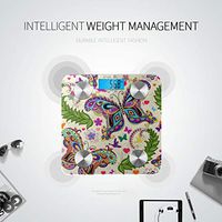 Colorful Butterflies and Flowers Weighing Machine for Body Digital Bathroom Scales Scale Body Fat Tracks 8 Key Compositions Analyzer Sync with Fitness Apps 400 Lbs