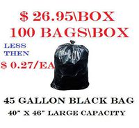 2 Box - Trash Bags, 40-45 Gallon - (100 Count\Box) (Black) 40" x 46" Large Capacity 1.2 Mil Strength 200 Bags Total (Wholesale Quantity & Price)