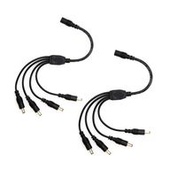 2 Pack black 1 Female to 4 male 5.5mm X 2.1mm CCTV DC Power Supply Splitter Cable