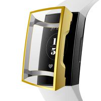 Compatible Charge 3 & 3 Se Case, Kmasic TPU Soft Accessory Protective Case Frame Full Cover Shell Charge 3 Screen Protector, Gold