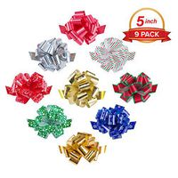 Zoe Deco Gift Bows (Multiple Colors, 5” Wide, 18 Loops, 9 Pack), Weather Resistant Gift Bow, Colorful and Eye-catching Pull Bows, Bows for Gifts, Gift Bows for Presents, Gift Wrapping and Decoration