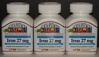 21st Century Iron 27mg Ferrous Gluconate (Compare to Fergon) 100ct Bottle -3 Pack (3)
