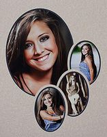 JoyceBoyce.com 11x14 Oval 4-Opening Foliage Embossed Double Matboard with Accent Mat Color (Navy Accent)