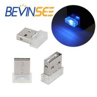 Bevinsee Mini USB Led Light For Car Plug-In 5V Lamp Interior Ambient Lighting Kit,Arctic blue,3pcs