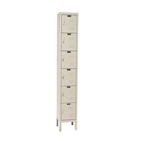 Hallowell Ready-Built URB1228-6A-PT Parchment Steel Box Locker, 1 Wide with 6 Opening, 6 Tier, 12" Width x 78" Height x 12" Depth, Assembled