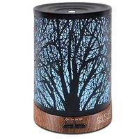 Ultrasonic Cool Mist Essential Oil Diffuser 250 ml Capacity Metal Aromatherapy Diffuser with Waterless Auto Shut-Off Protection 7 LED Changing Colors for Home Office SPA (Tree)