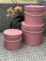 [USA-SALES] Premium Quality Round Flower Box, Gift Boxes for Luxury Flower and Gift Arrangements, Set of 3 pcs, with Lids, Size (S/M/L) (Dusty Rose)