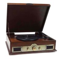 Bluetooth Compatible Classic Vintage Turntable - Retro Briefcase Style Record Player Speaker System w/ 3-Speed, USB to PC, Vinyl to Digital MP3 Converter, AUX, RCA, AM FM Radio - Pyle PTT30WD (Brown)