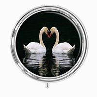 Youroom White Swan's love Custom HOT Sales Stainless Steel Round Pill Box Medicine Vitamin Organizer Holder Decorative box