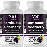 (2-Pack) Sambucus Elderberry Capsules with Zinc & Vitamin C - Immune System Support for Women & Men's Daily Supplement, Powerful Antioxidant - Natural Elderberries - Veggie Caps - 120 Capsules - VS1