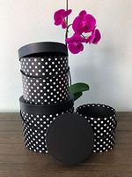 [USA-SALES] Premium Quality Round Flower Box, Gift Boxes for Luxury Flower and Gift Arrangements, Set of 3 pcs, with Lids, Size (S/M/L) (Black White Dots)