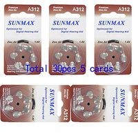Sunmax 30 X Hearing Aid Batteries A312 312A Za312 312 Pr41 U