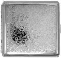 Silver Victorian Floral (Full Pack Kings) Metal-Plated Cigarette Case & Stash Box