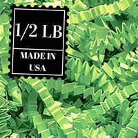Crinkle Cut Paper Shred Filler for Packing and Filling Gift Baskets, Natural Craft Bedding in Brown Kraft Red Pink White Green Yellow Blue and White … (1/2 LB, Lime Green)