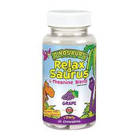 KAL® Relax-a-Saurus | Stress Support for Kids | L-Theanine Relaxation Blend for Children | Grape Flavor Chewables | 30 Servings