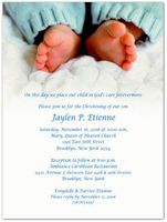 Blue Toes Baptism Christening Invitations - Set of 20