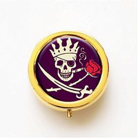 RhyNSky Pirate Skull Mini Gold Portable Pocket Purse Pill Box Case Pillbox, 3 Compartments -18