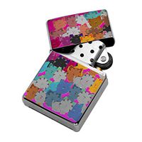 Cute Kitty Cat Colors - Windproof Flip-Top Refillable Silver Lighter with tin Gift Box