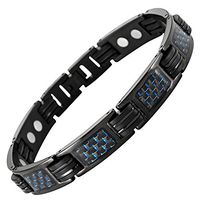 Blue Carbon Fiber Titanium Magnetic Bracelet Double Strength Adjusting Tool and Gift Box Included By Willis Judd