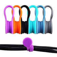 Magnetic Cable Organizer,6Pack Earphone Wrap Cord Clips Soft Silicone for Headphones/Date USB Cable, Use as Bookmarks/Keychain, Cable Straps