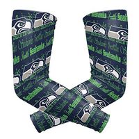 Seattle Seahawks Cooling Arm Sleeve (Pair) - Elbow Brace Support Sun UV Protection for Men & Women - Sports Sleeves for Basketball Baseball Softball Volleyball