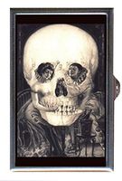 Skull Victorian Illusion Goth Blonde Pin Up Girl Decorative Pill Box