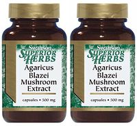 Swanson Superior Herbs Agaricus Blazei Mushroom Extract 500 mg -- 2 Bottles each of 90 Veggie Capsules