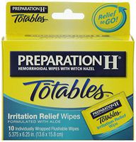 Preparation H Wipes, Totables, 10 Count Pack of 5